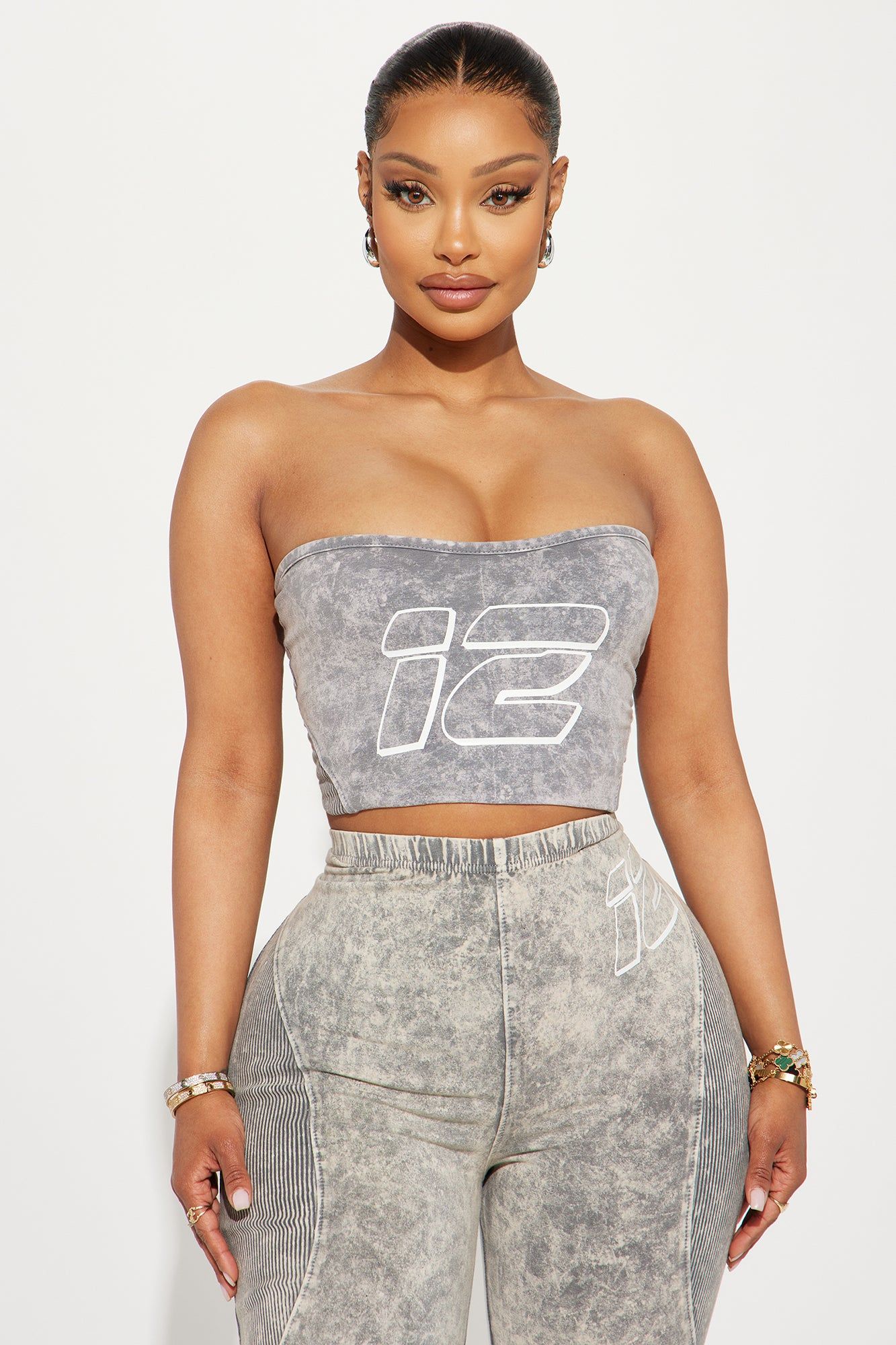 Devon Washed Tube Top - Grey/combo sold by Fashion Nova