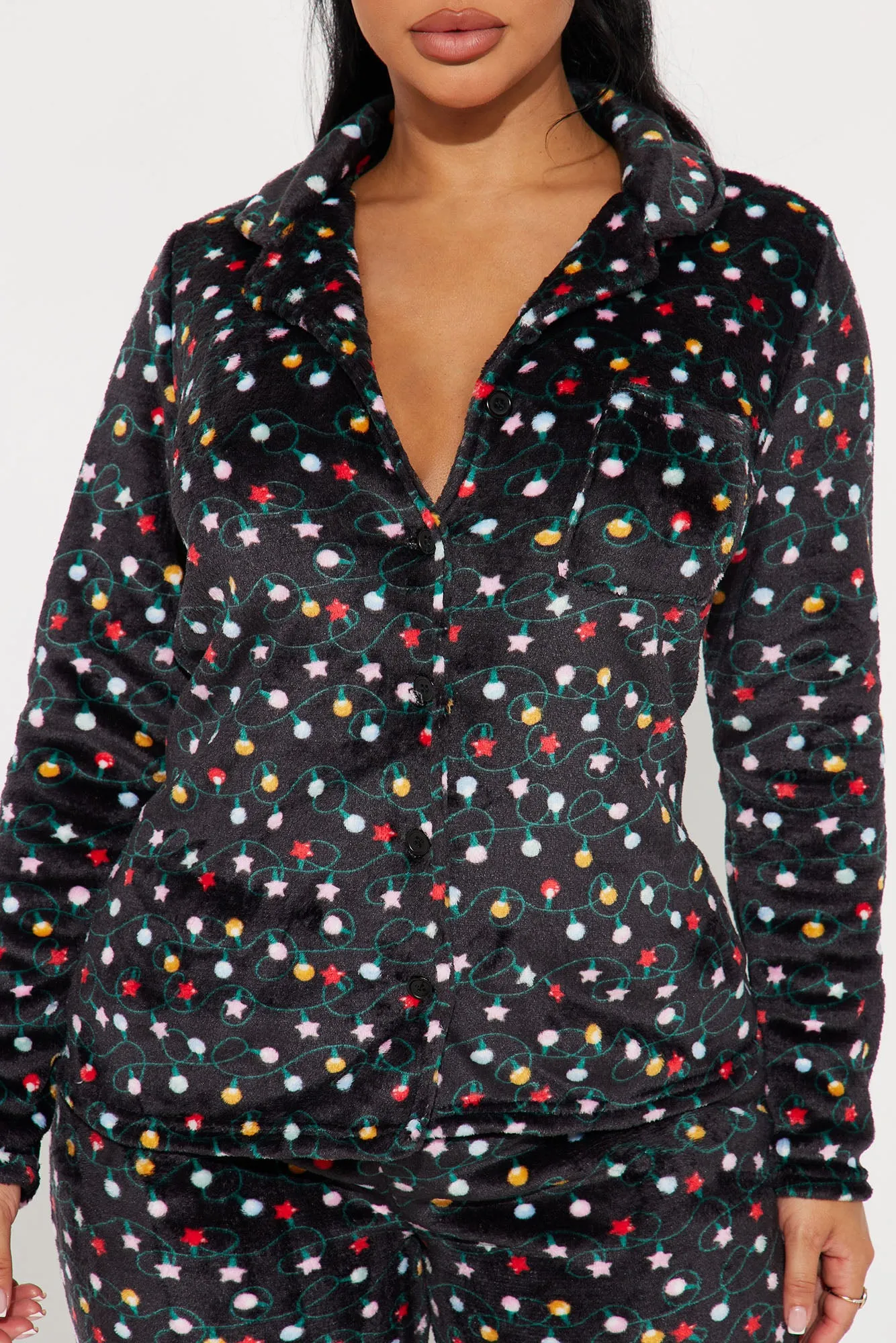 Christmas Lights Plush PJ Pant Set - Black/combo sold by Fashion Nova product image thumbnail 3