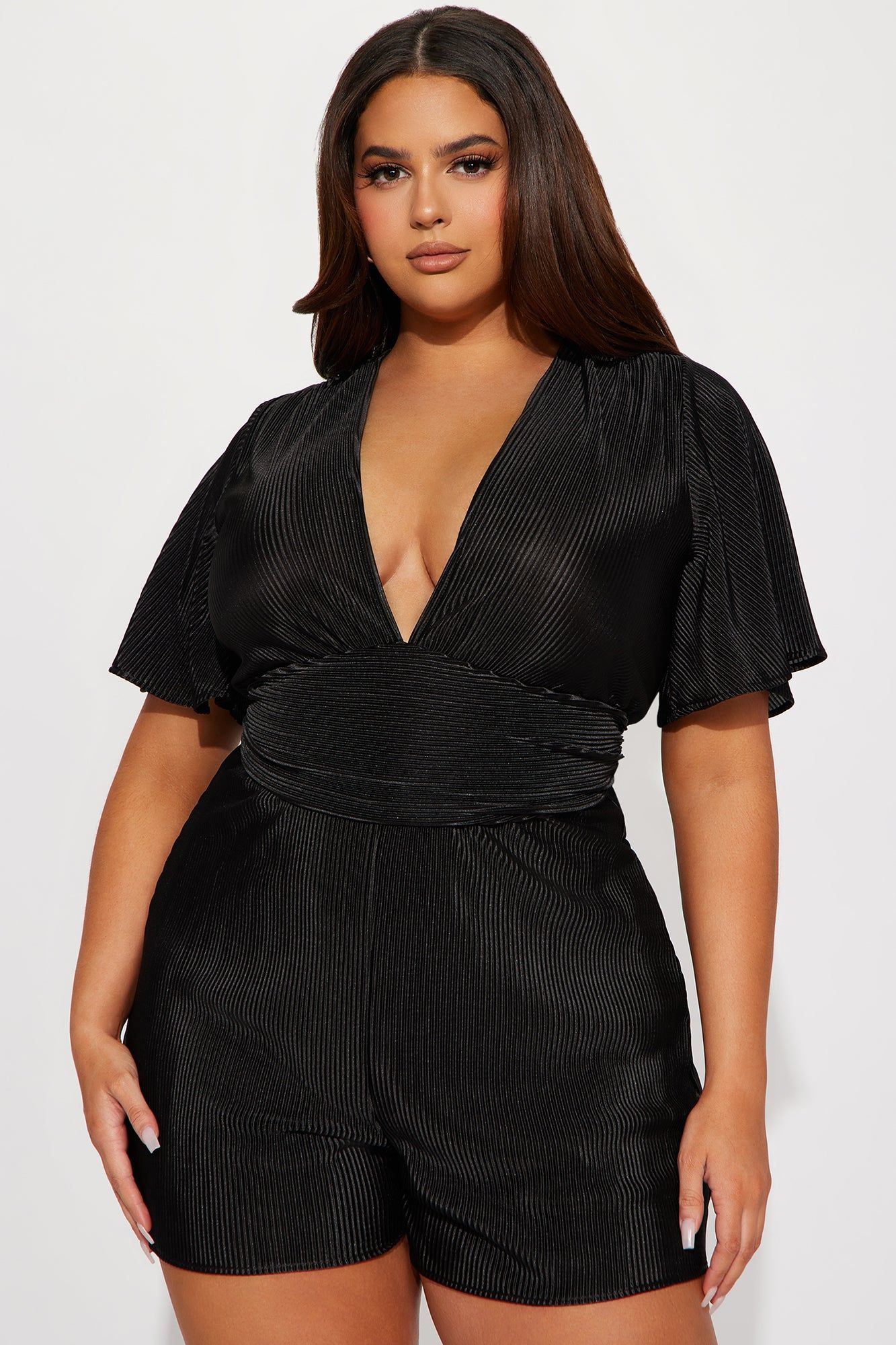 On My Mind Plisse Romper - Black sold by Fashion Nova product image thumbnail 5