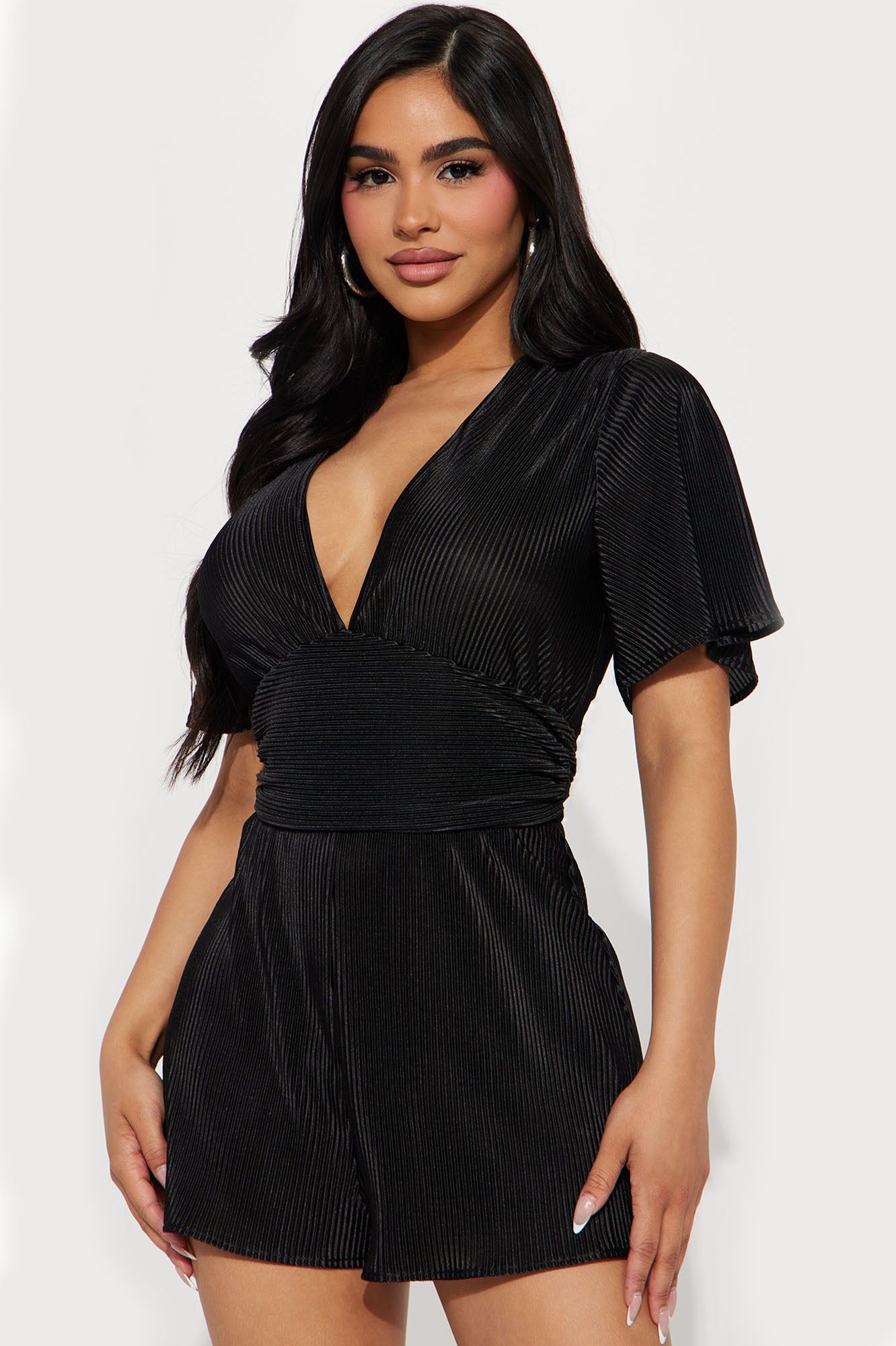On My Mind Plisse Romper - Black sold by Fashion Nova product image thumbnail 2