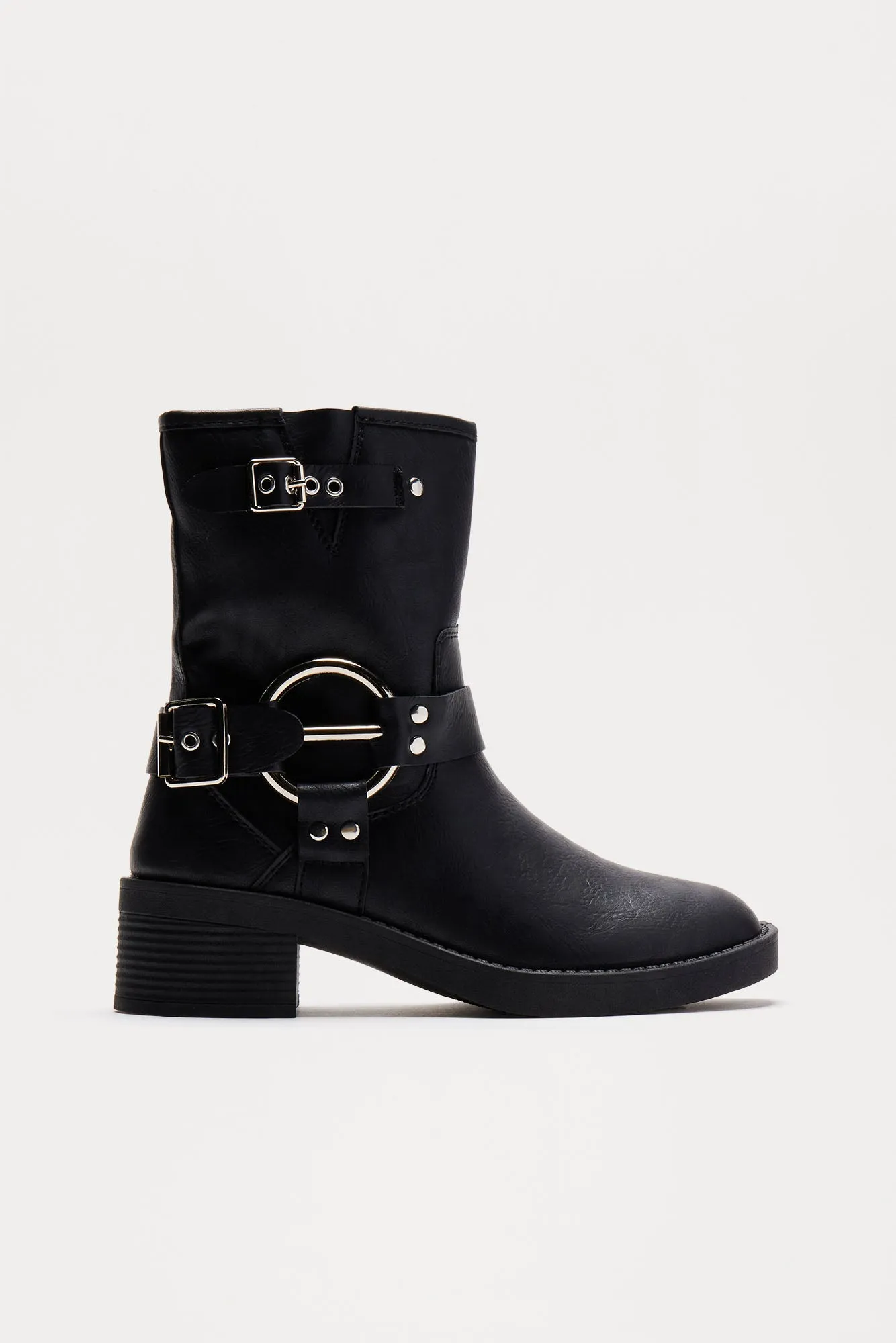 Laine Buckle Booties - Black sold by Fashion Nova