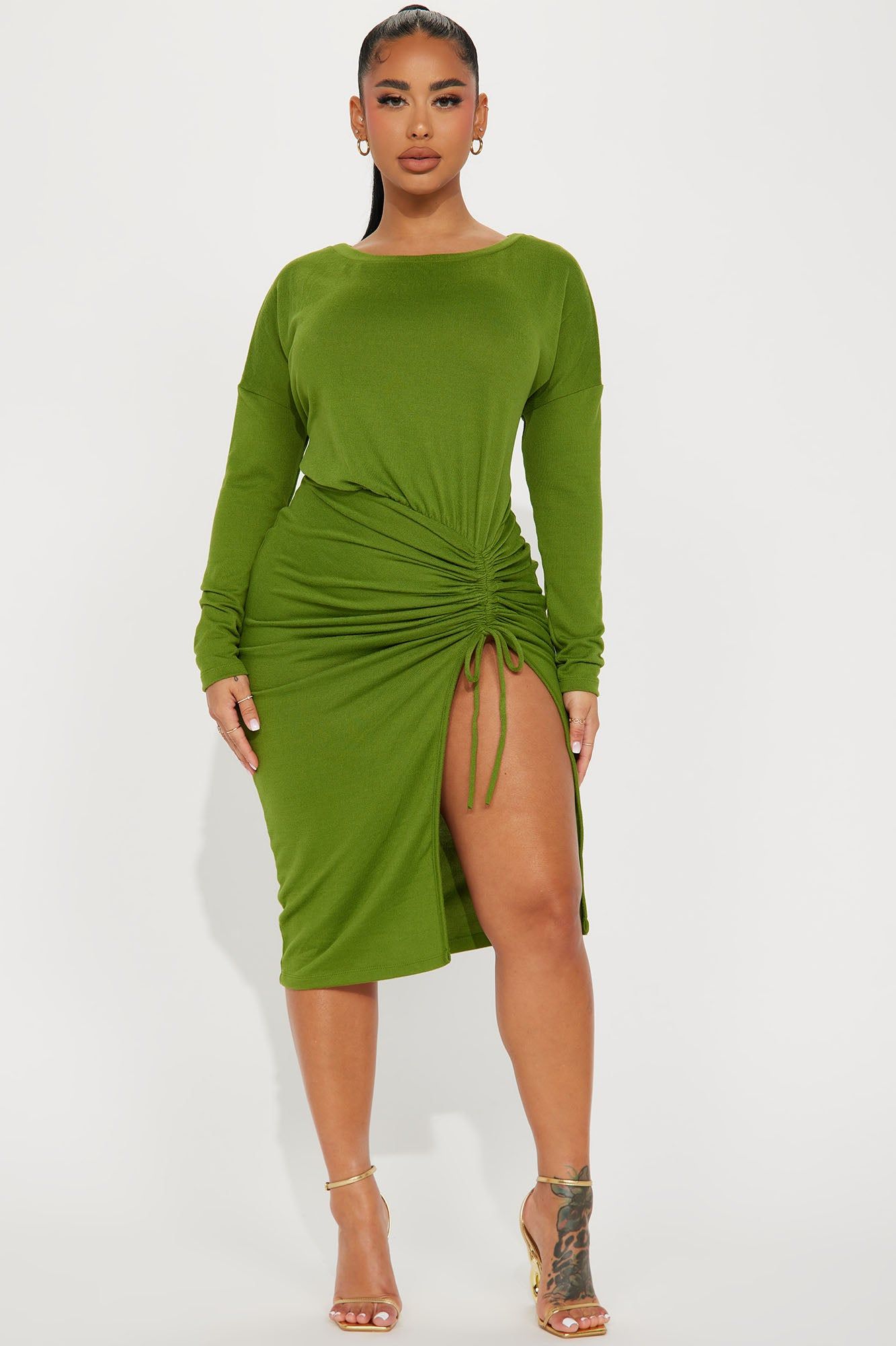 Angela Sweater Midi Dress - Green sold by Fashion Nova