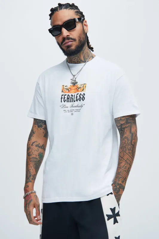 Live Fearless Short Sleeve Tee - White sold by Fashion Nova