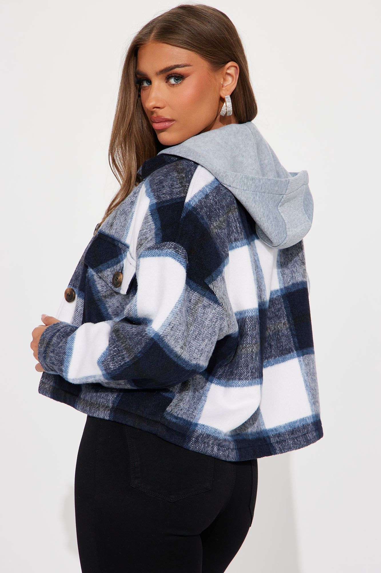 Keep Checking Plaid Shacket - Navy/combo sold by Fashion Nova product image thumbnail 3