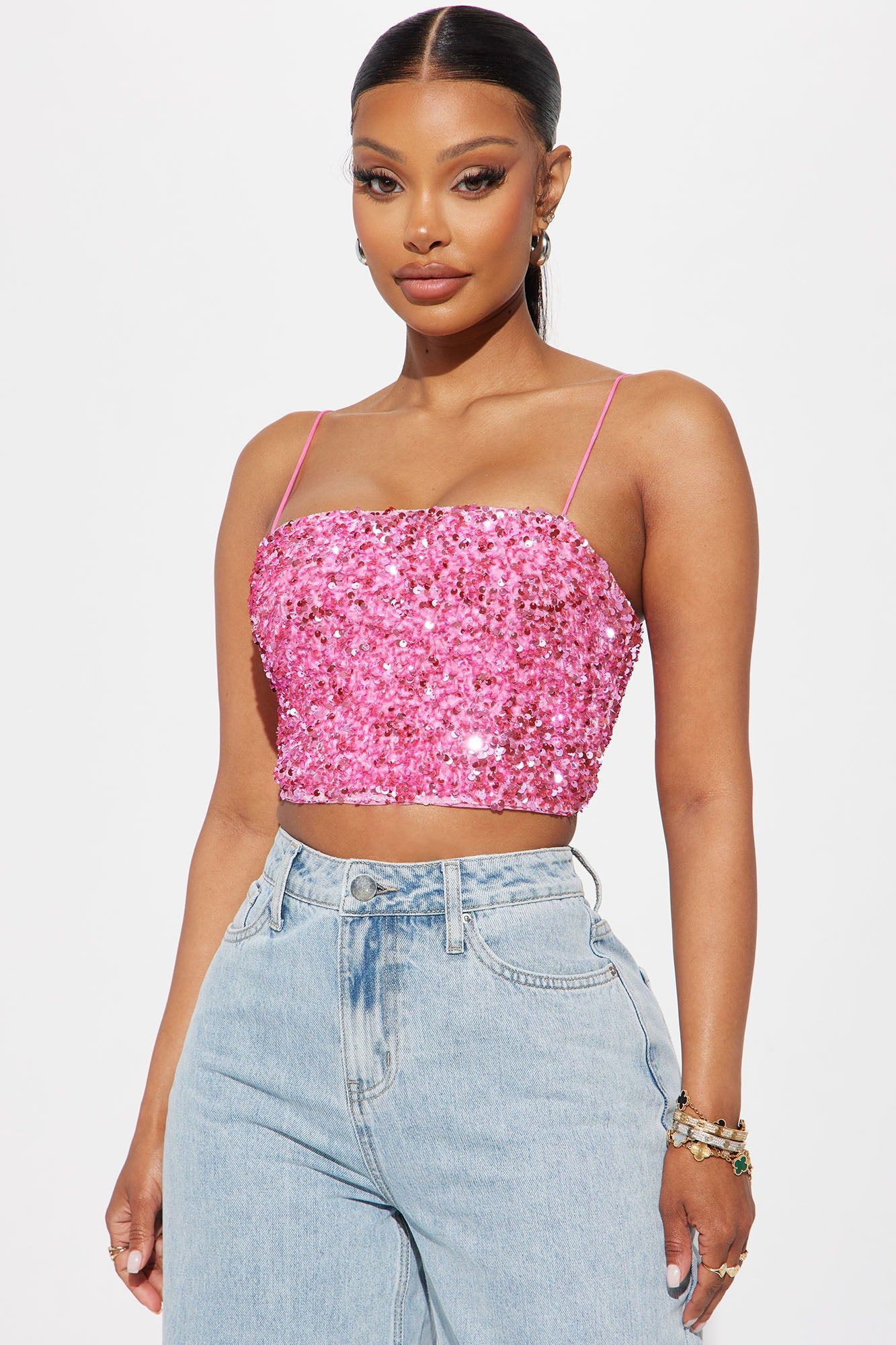 The After Party Sequin Top - Pink sold by Fashion Nova