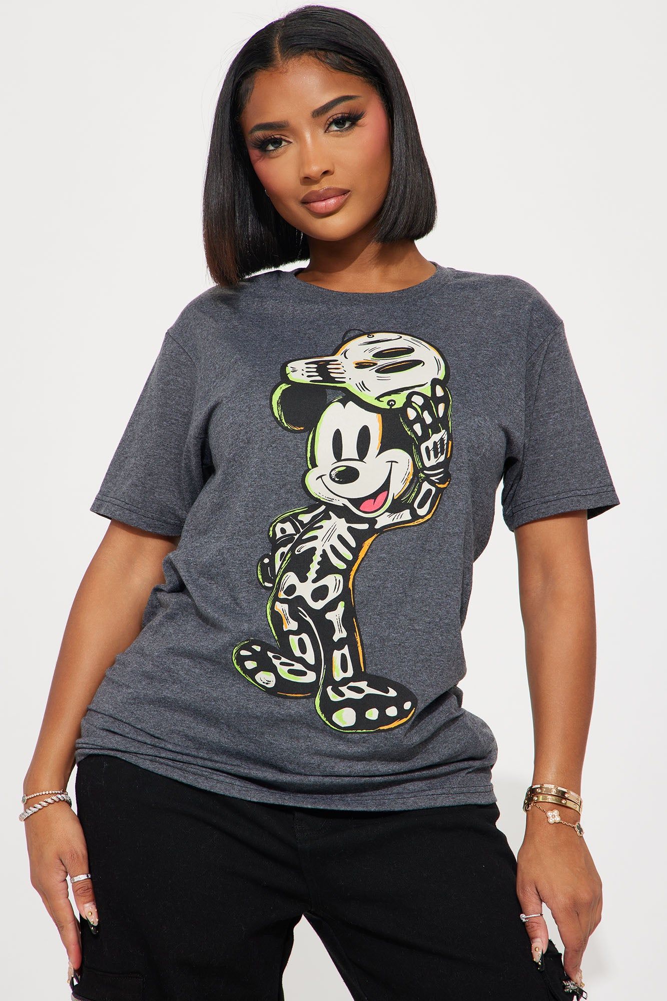 Spooky Mickey Graphic Tshirt - Charcoal sold by Fashion Nova