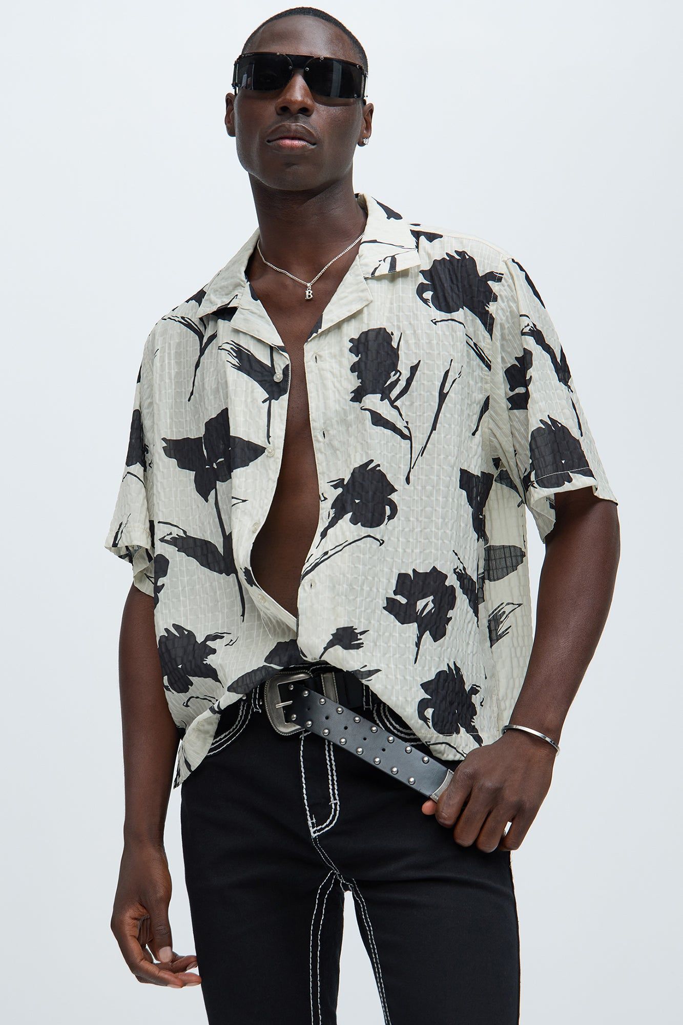 Oakdale Textured Shirt - Tan/Multi sold by Fashion Nova