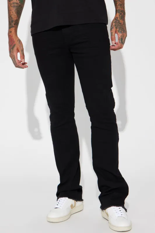 Along Side Zipper Stacked Skinny Flare Jeans - Black sold by Fashion Nova