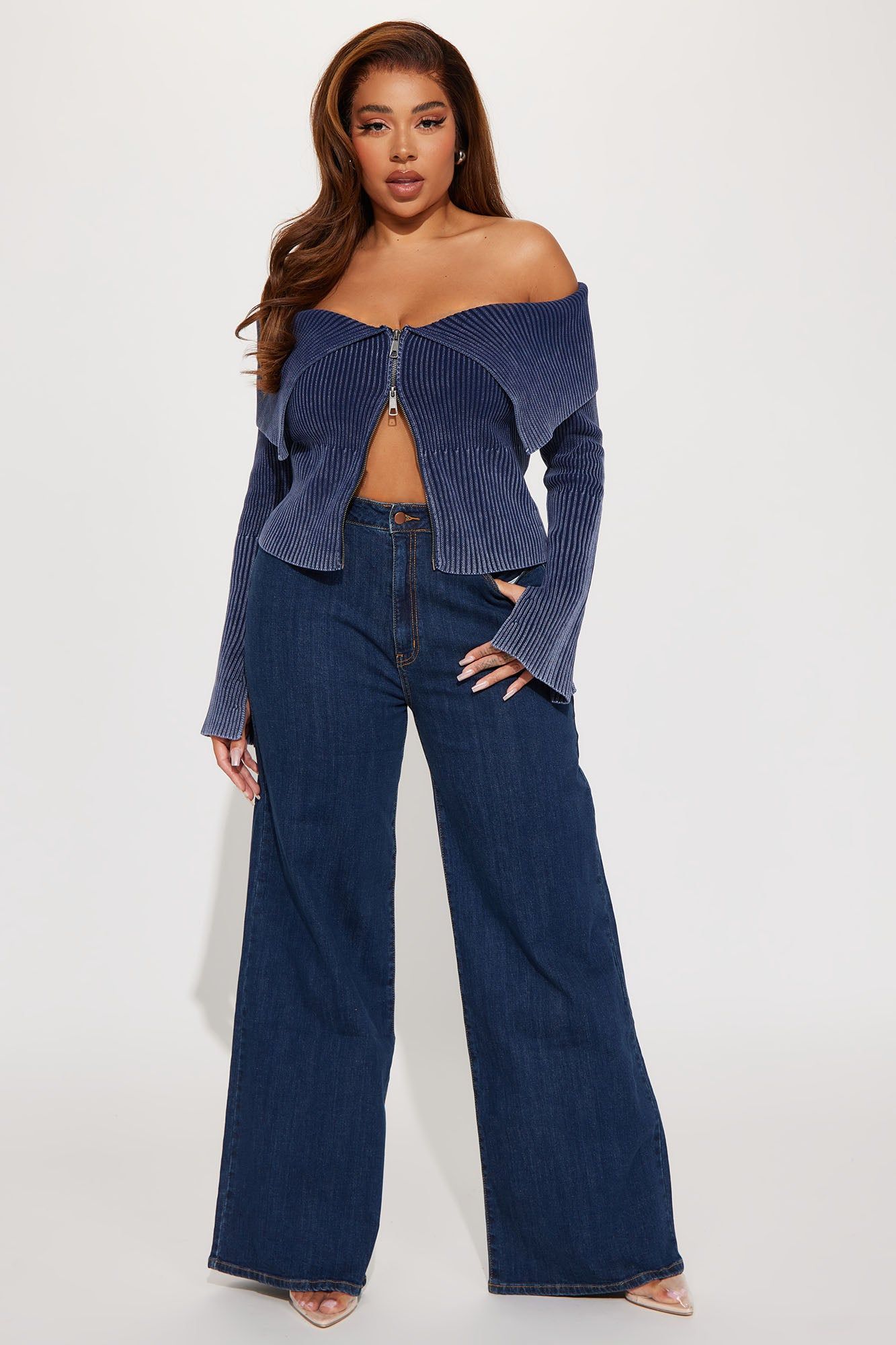 Chasing Thrills Stretch Wide Leg Jeans - Dark Wash sold by Fashion Nova product image thumbnail 4