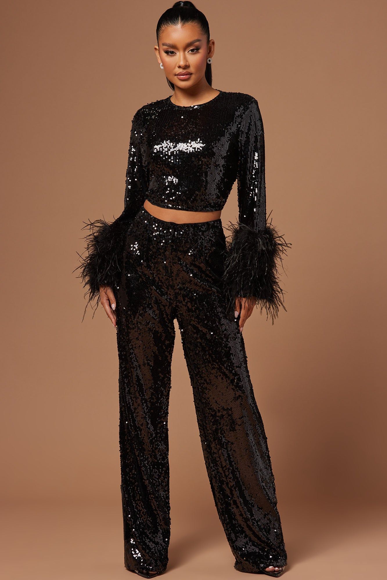 Sofia Sequin Pant - Black sold by Fashion Nova
