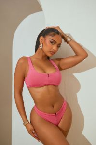 Riding Waves Zip Up 2 Piece Bikini - Hot Pink sold by Fashion Nova