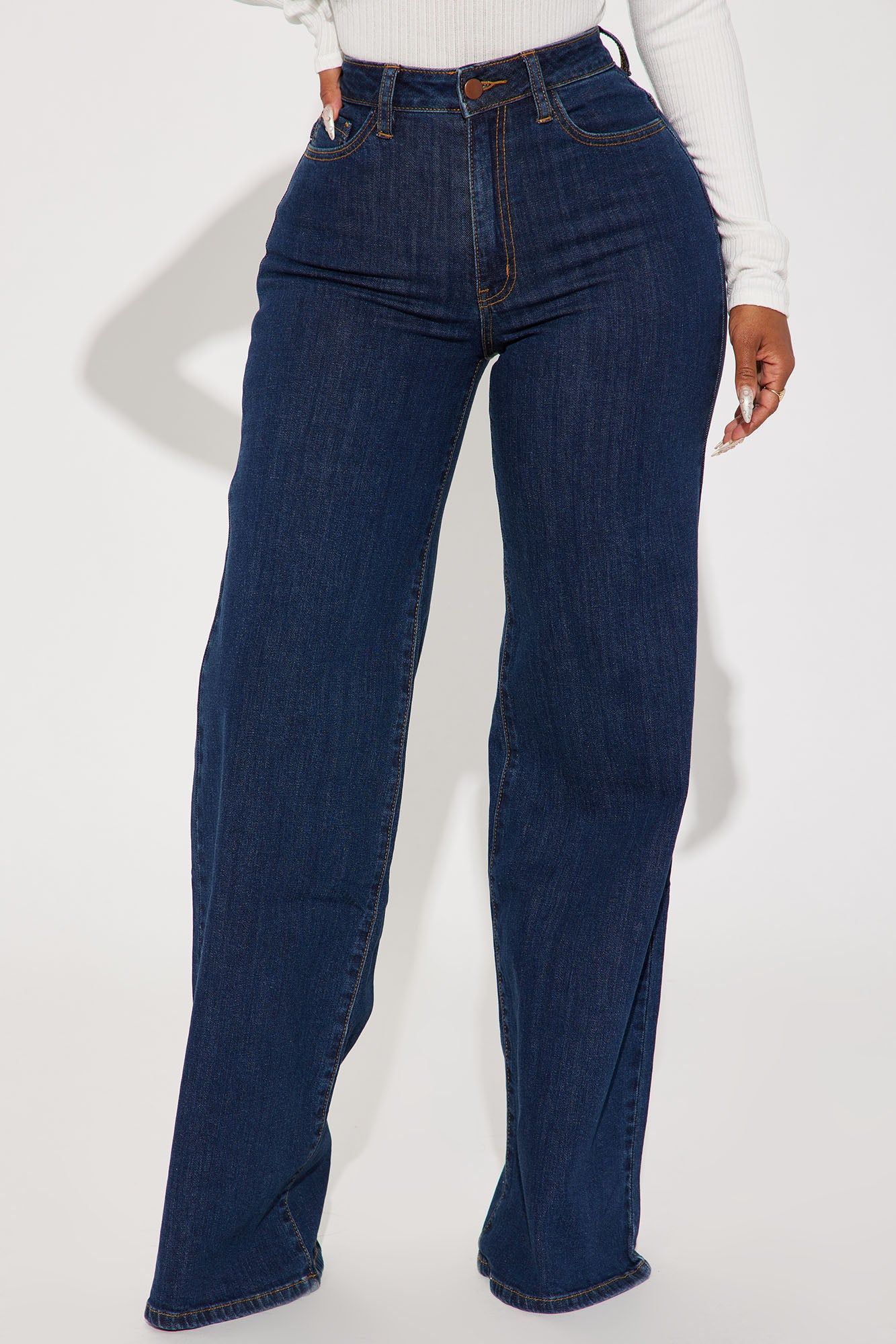 Chasing Thrills Stretch Wide Leg Jeans - Dark Wash sold by Fashion Nova product image thumbnail 2