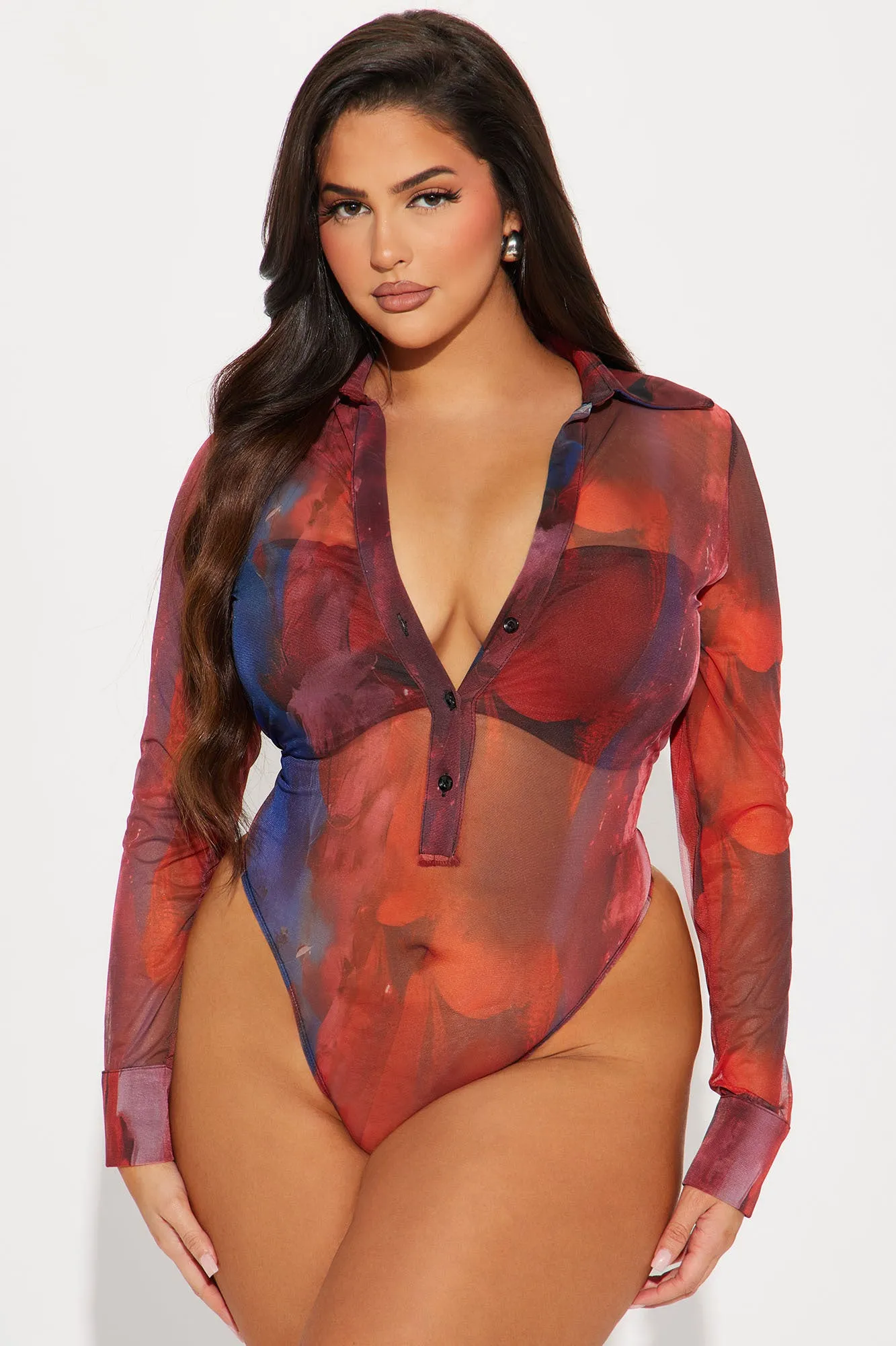 I Call The Shots Mesh Bodysuit - Rust/combo sold by Fashion Nova product image thumbnail 5