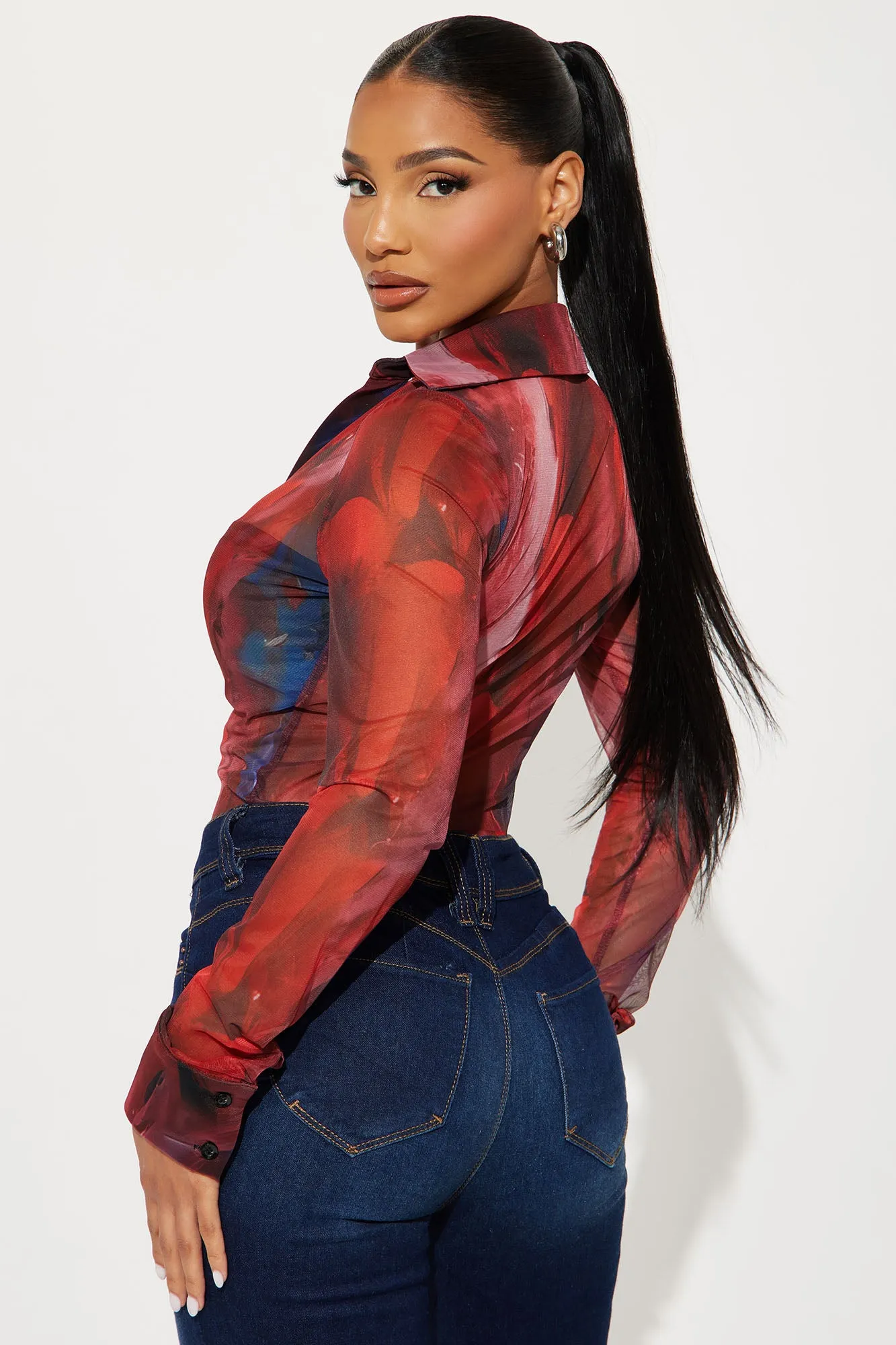 I Call The Shots Mesh Bodysuit - Rust/combo sold by Fashion Nova product image thumbnail 4