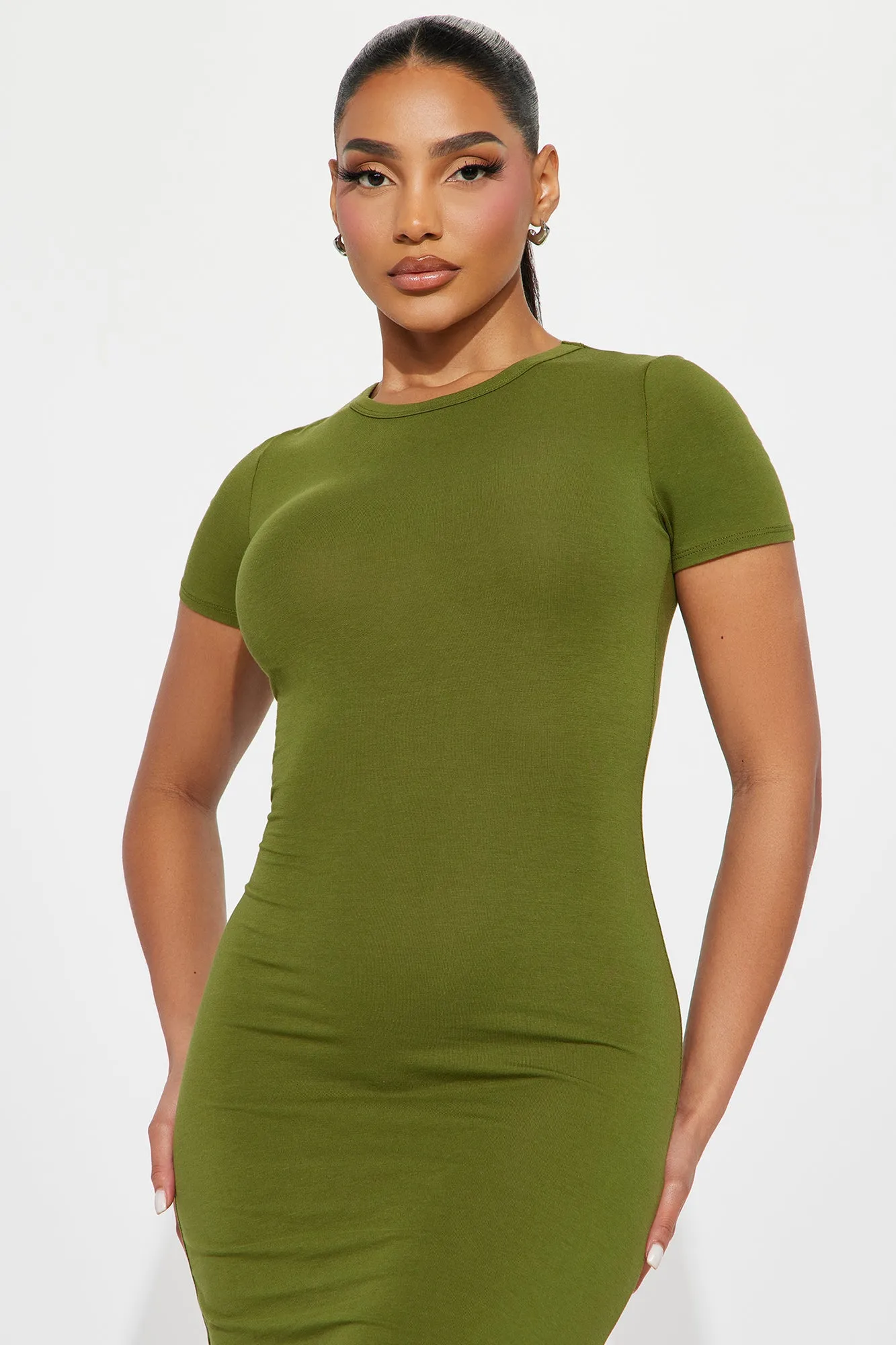 Sarahi Short Sleeve Midi Dress - Olive sold by Fashion Nova product image thumbnail 2