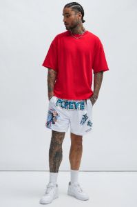 Popeye Retro Mesh Shorts - White sold by Fashion Nova
