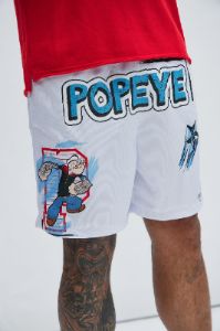 Popeye Retro Mesh Shorts - White sold by Fashion Nova