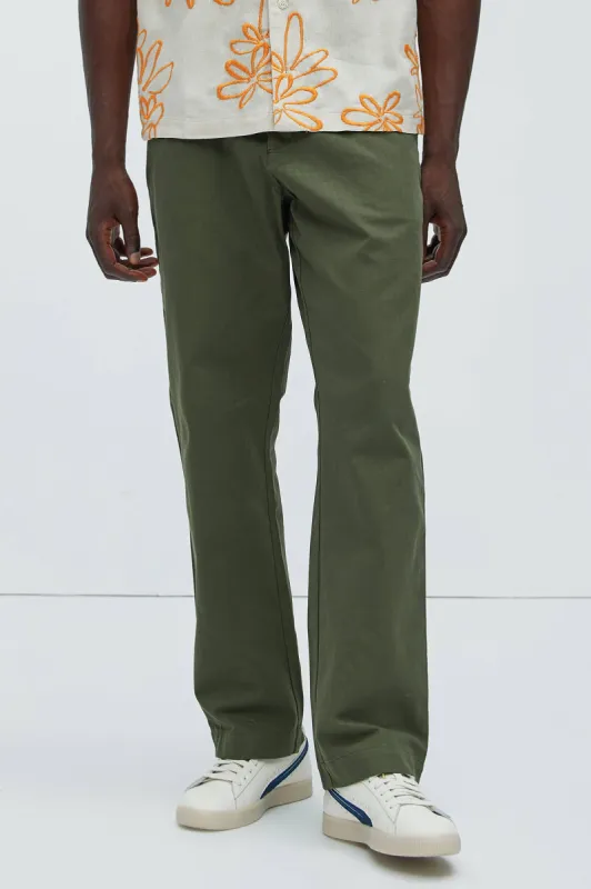 Berry Herringbone Straight Pants - Olive sold by Fashion Nova