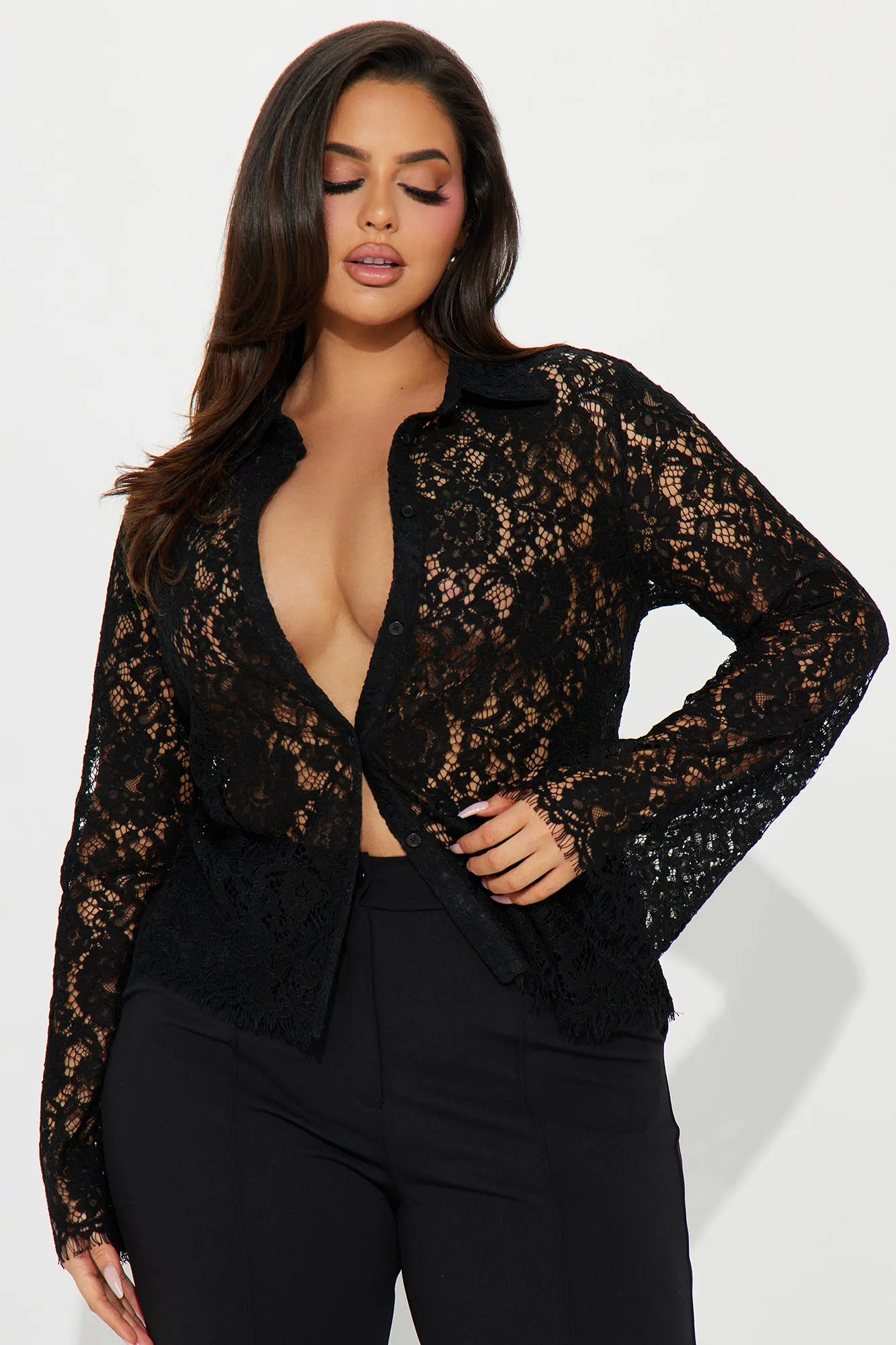 Love Letters Lace Shirt - Black sold by Fashion Nova product image thumbnail 5