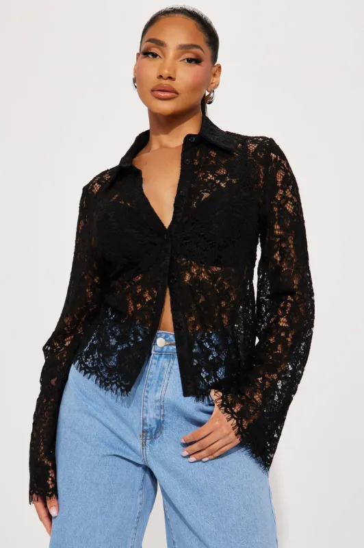 Love Letters Lace Shirt - Black sold by Fashion Nova