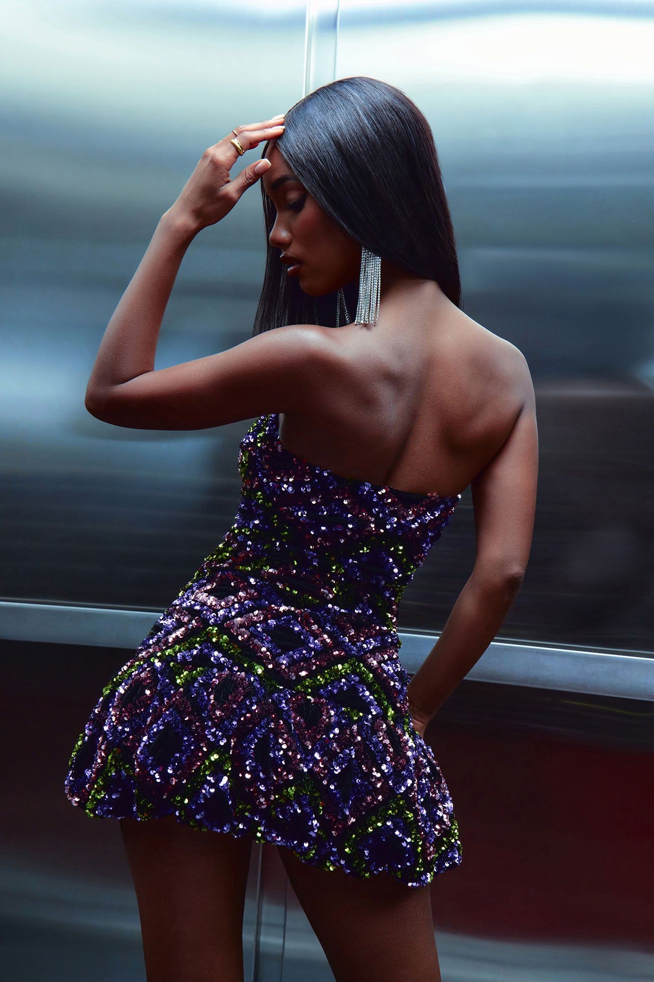 Cleo Sequin Mini Dress - Purple/combo sold by Fashion Nova product image thumbnail 2