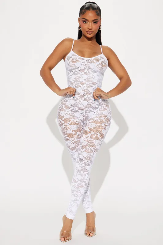 With Love Embellished Seamless Jumpsuit - White sold by Fashion Nova
