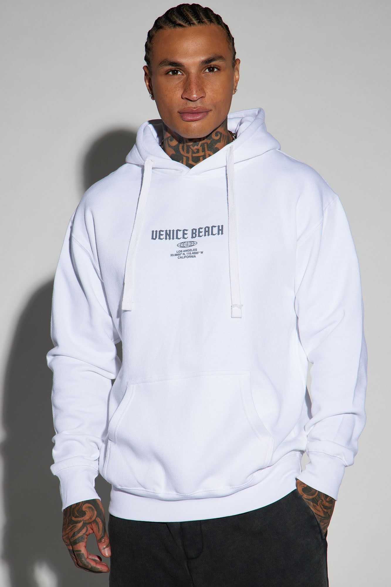 Venice Beach Palm Hoodie - White sold by Fashion Nova