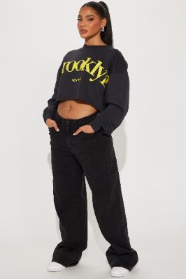 Making Way Stretch Wide Leg Jeans - Black Wash sold by Fashion Nova