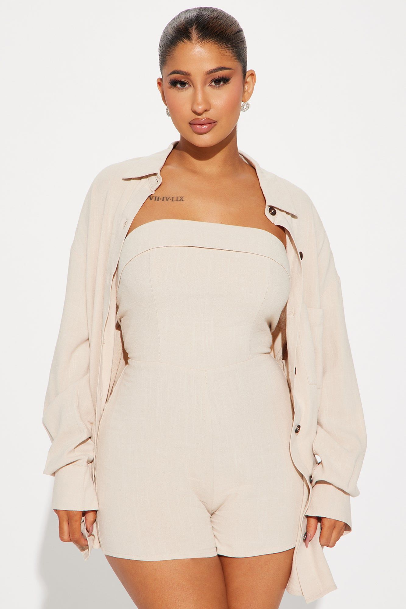 In The Clear Romper Set - Cream sold by Fashion Nova product image thumbnail 2