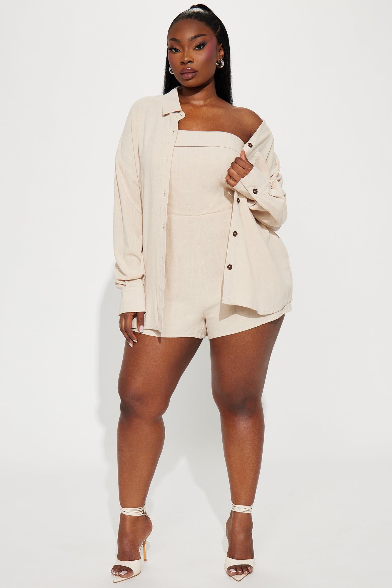 In The Clear Romper Set - Cream sold by Fashion Nova product image thumbnail 5