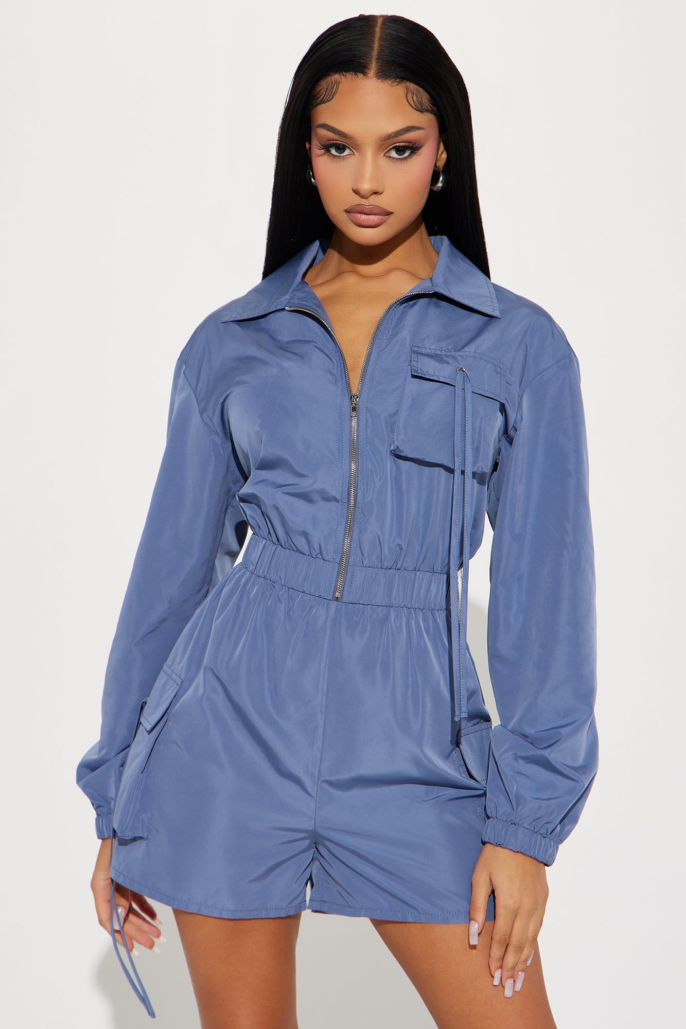 Admire Me Romper - Slate Blue sold by Fashion Nova