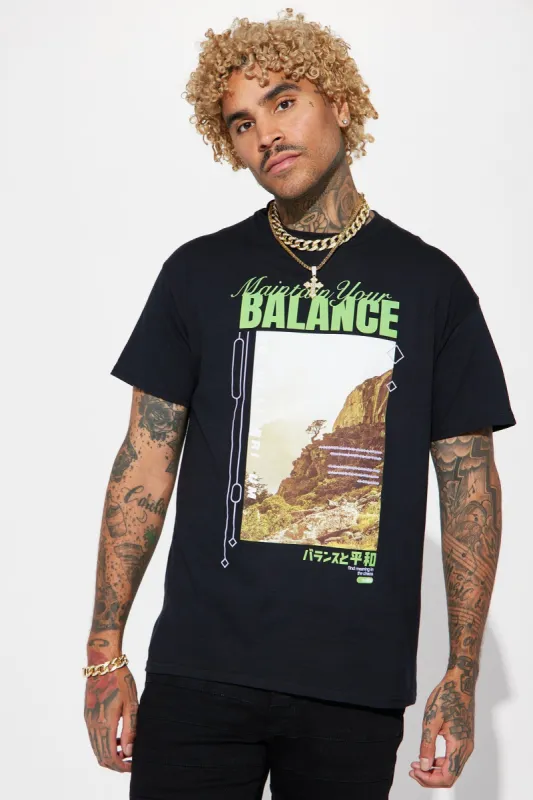 Maintain Your Balance Short Sleeve Tee - Black sold by Fashion Nova