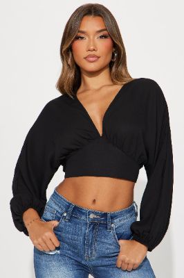 Mila Blouse Top - Black sold by Fashion Nova