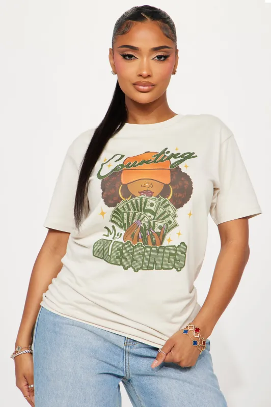 Counting My Blessings Tee - Beige sold by Fashion Nova