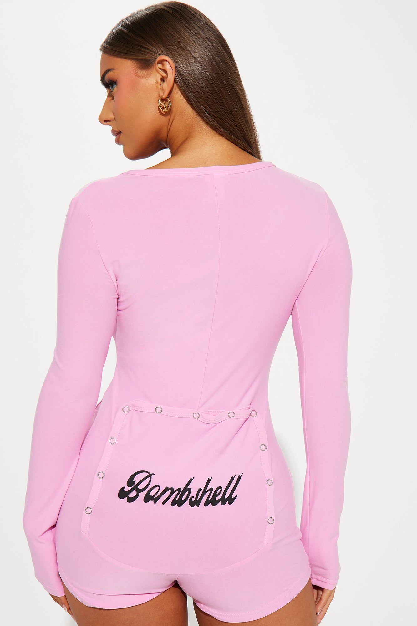 Bombshell Long Sleeve PJ Romper Onesie - Rose sold by Fashion Nova product image thumbnail 2
