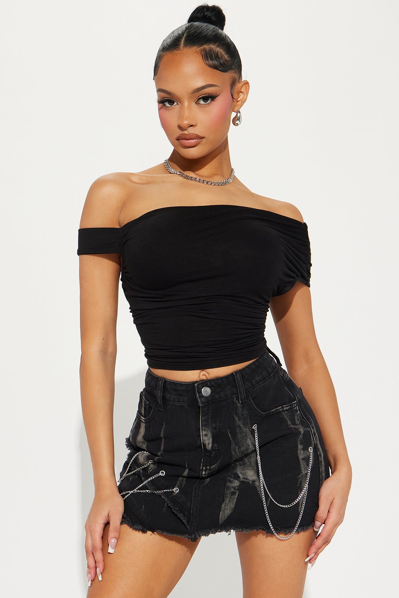 Bianca One Shoulder Top - Black sold by Fashion Nova