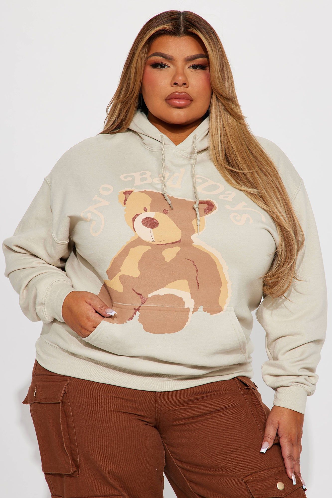 No Bad Days Teddy Bear Hoodie - Taupe sold by Fashion Nova product image thumbnail 5