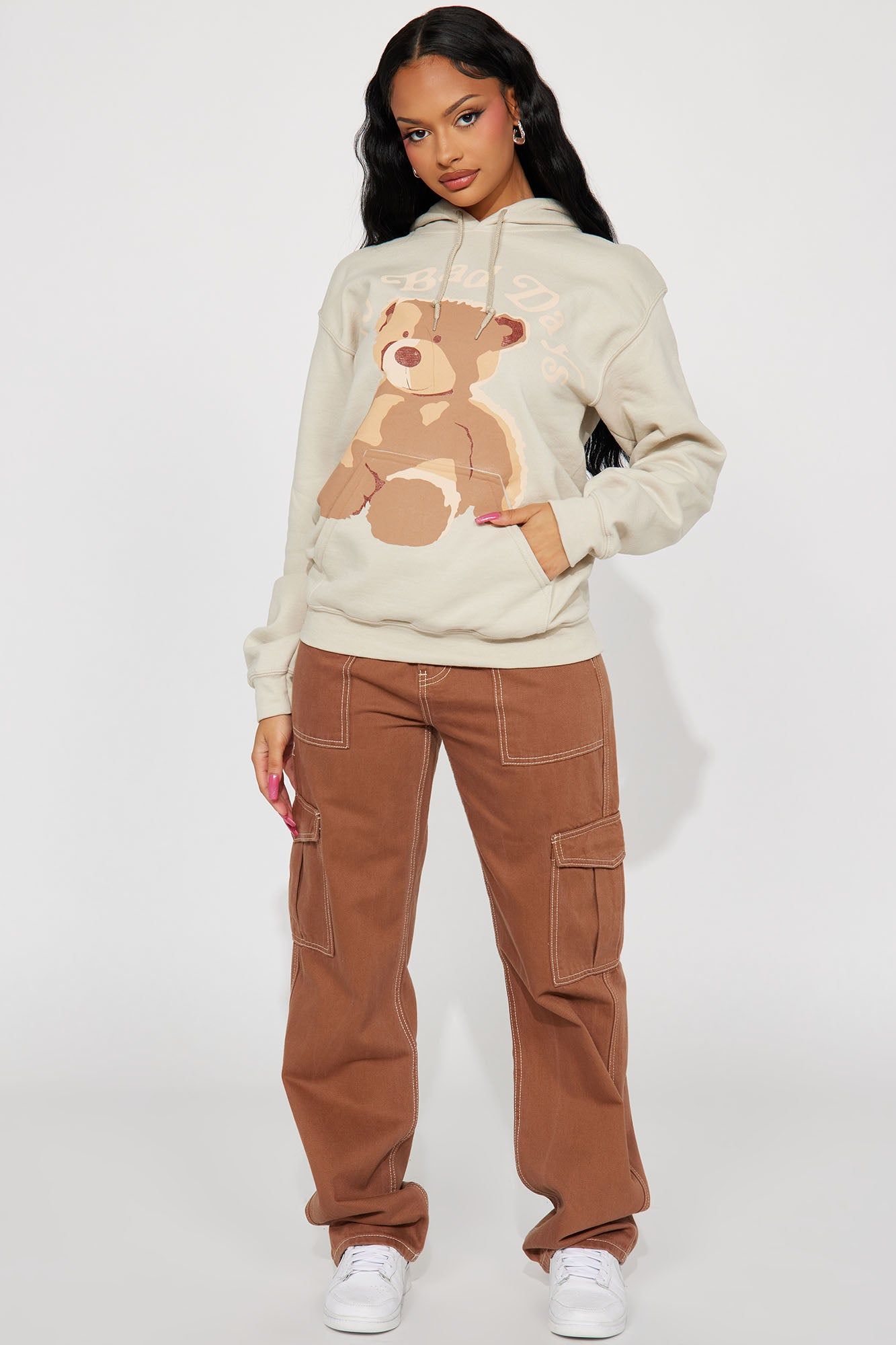 No Bad Days Teddy Bear Hoodie - Taupe sold by Fashion Nova product image thumbnail 2