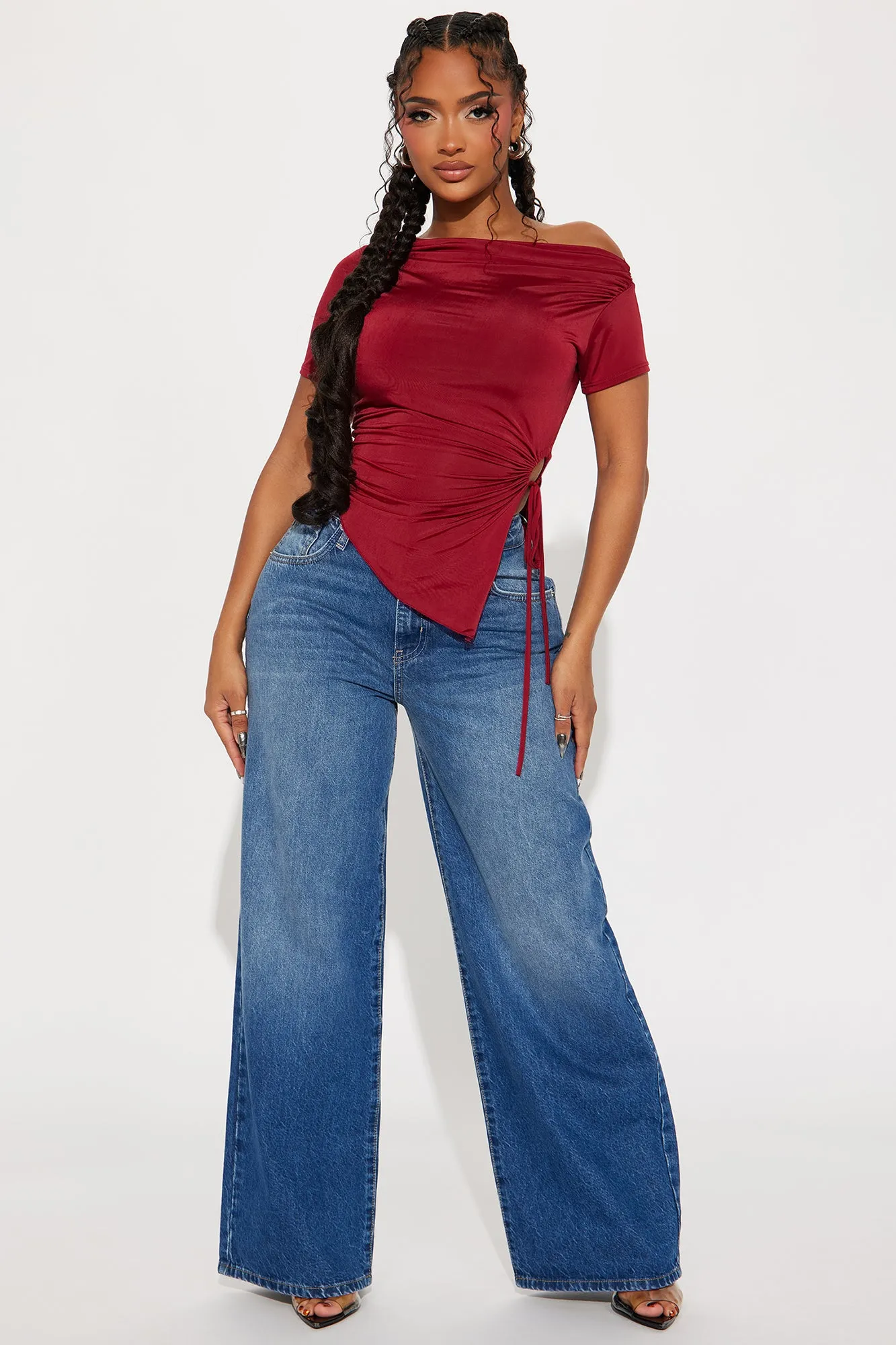 Margot Asymmetrical Top - Wine sold by Fashion Nova product image thumbnail 2