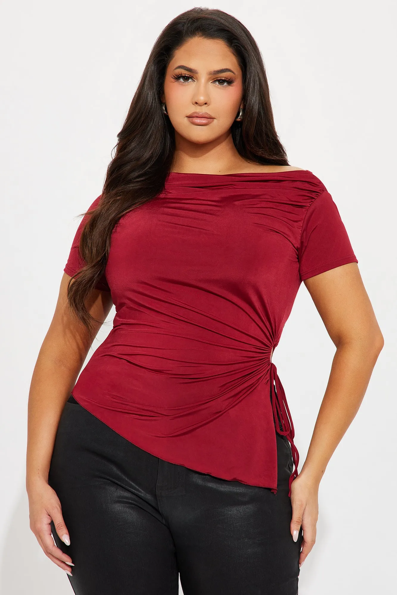 Margot Asymmetrical Top - Wine sold by Fashion Nova product image thumbnail 4