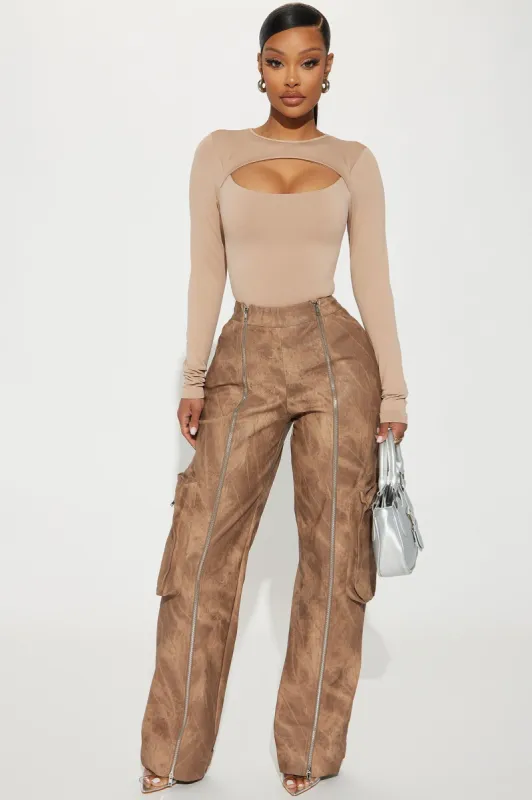 Lyra Washed Faux Leather Pant - Brown sold by Fashion Nova