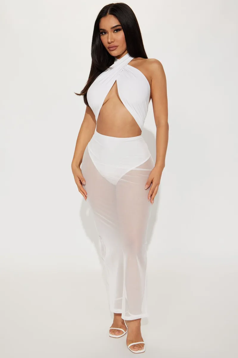 Kylie Mesh Maxi Dress - White | Parallel