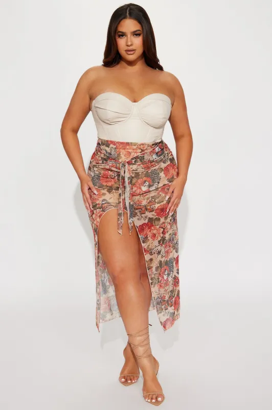 Truest Form Of Love Mesh Midi Skirt - Taupe/combo sold by Fashion Nova