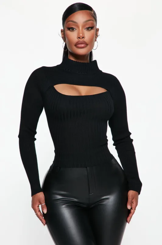 Anabella Cut Out Turtleneck Sweater - Black sold by Fashion Nova
