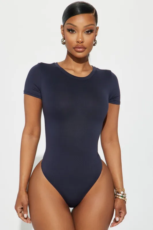 Kellie Crew Neck Bodysuit - Navy sold by Fashion Nova