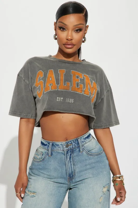 Salem Cropped Tee - Charcoal sold by Fashion Nova