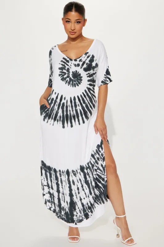 Evanna Tie-Dye Maxi Dress - White/combo sold by Fashion Nova