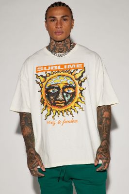 Sublime Yellow Sun Oversized Short Sleeve Tee - White sold by Fashion Nova