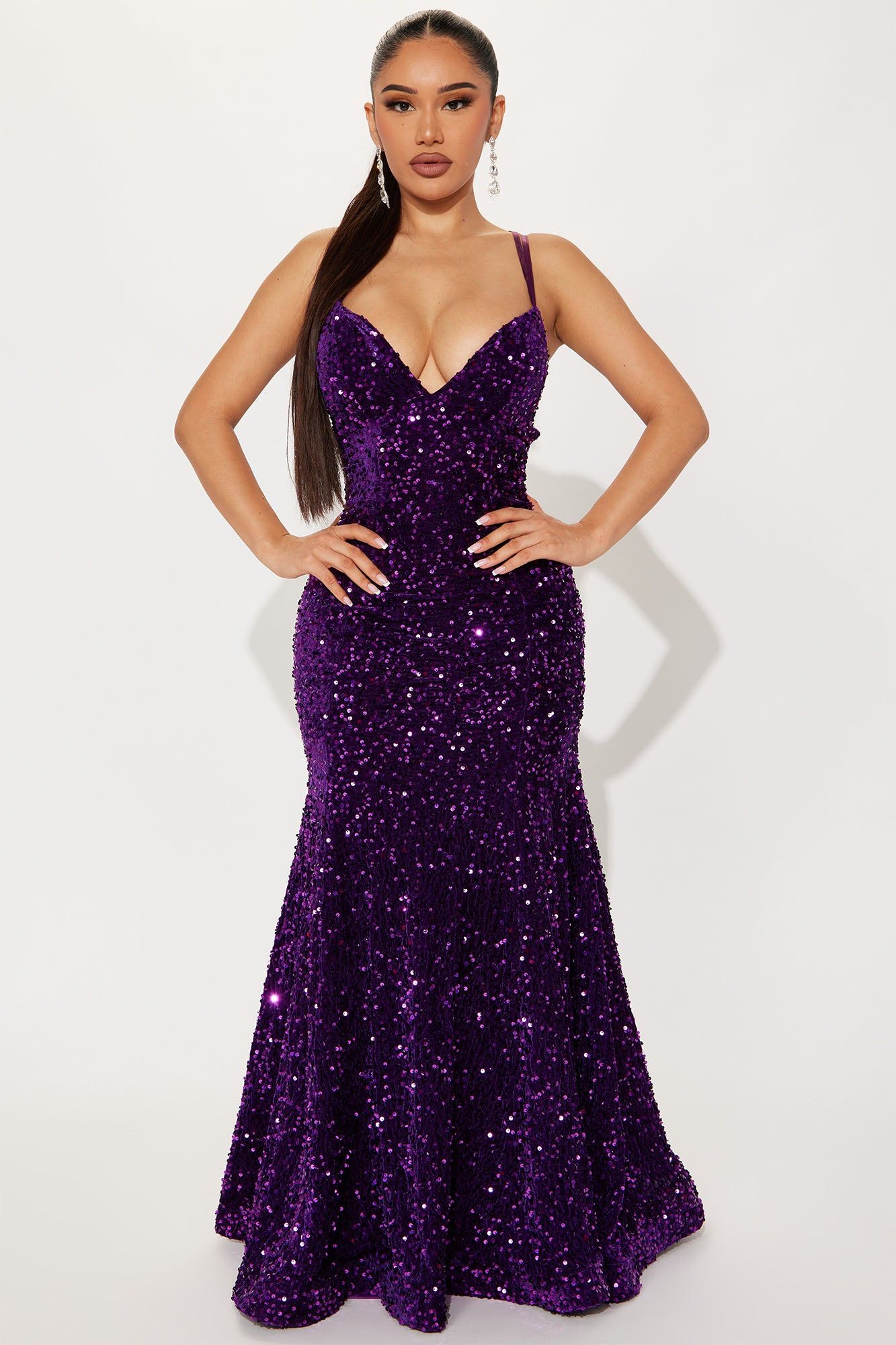 Royal And Fabulous Sequin Gown - Purple sold by Fashion Nova