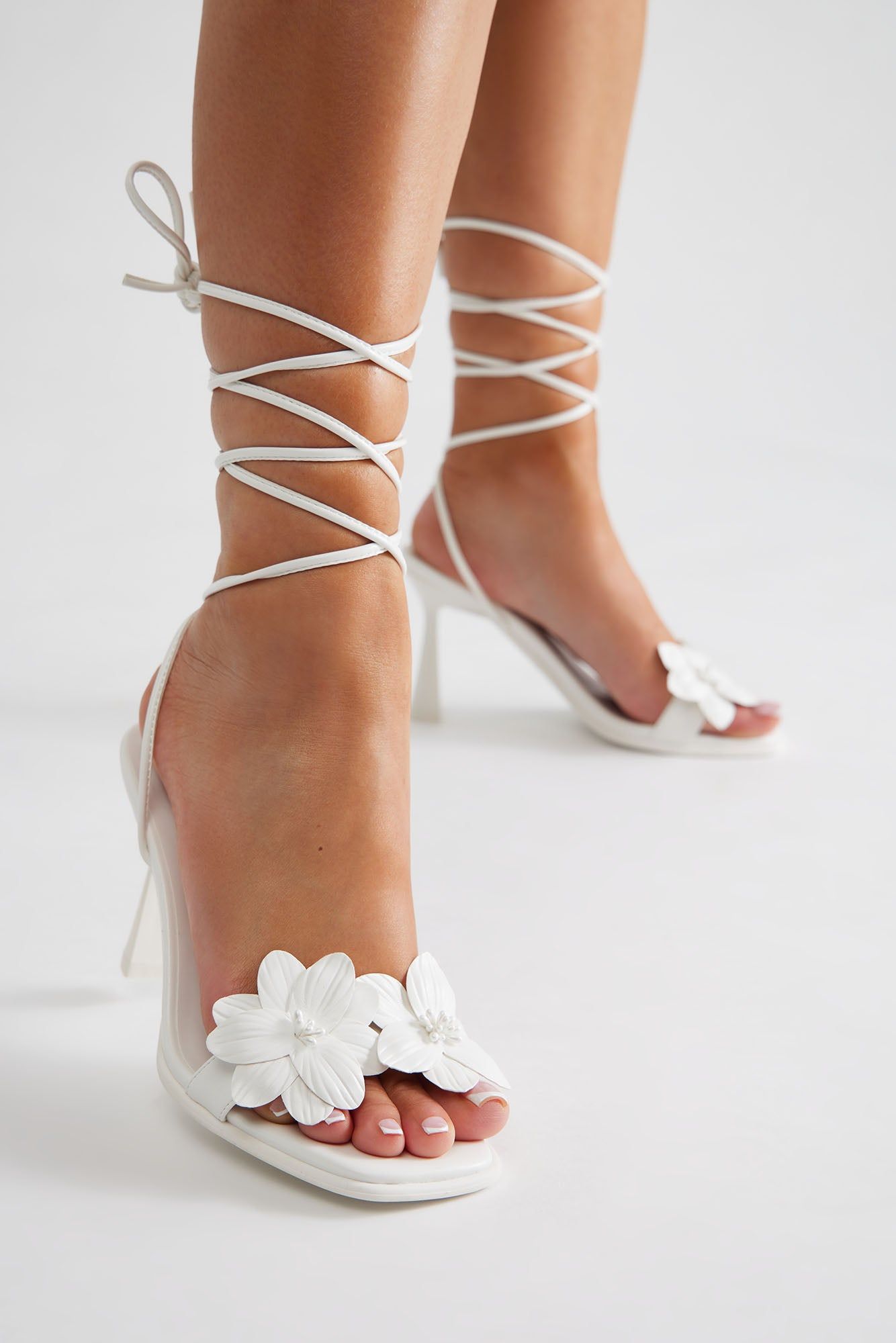 Emery Wrap Up Heeled Sandals - White sold by Fashion Nova